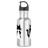 Drie Wijze Kitties Zwart en Wit Custom Waterfles (Achterkant)