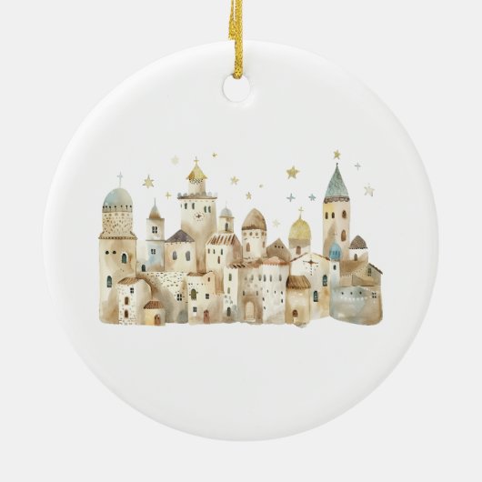 Drie wijze Mannen Baby's eerste kerstgeboorte Keramisch Ornament (Achterkant)