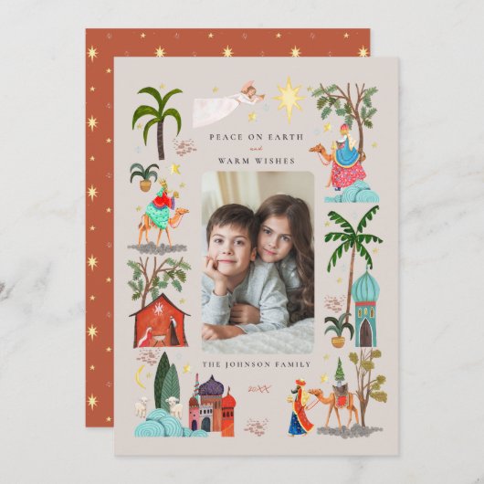 Drie Wijze mannen Drie Koningen Kerstvakantie Feestdagenkaart (Voorkant / Achterkant)