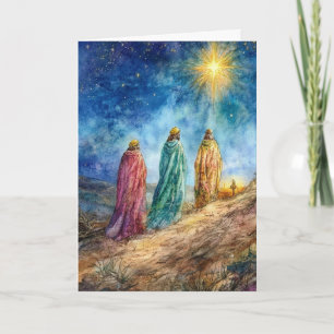 Drie wijze Mannen geleid door Christmas Star Art Kaart