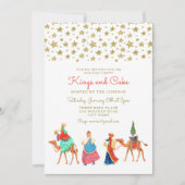 Drie Wijze Mannen Gouden Glitter Sterren Kerstfees Kaart (Voorkant)