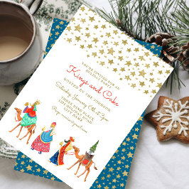Drie Wijze Mannen Gouden Glitter Sterren Kerstfees Kaart