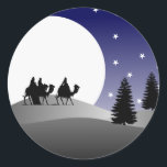 Drie Wijze Mannen Graphic Christmas Ronde Sticker<br><div class="desc">Drie Wijze Grafische Mannen</div>