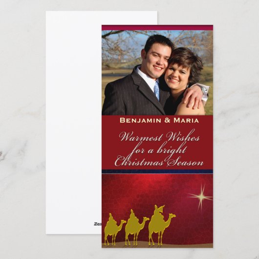 Drie Wijze Mannen Kerst Gepersonaliseerde Fotokaar Feestdagenkaart (Voorkant / Achterkant)