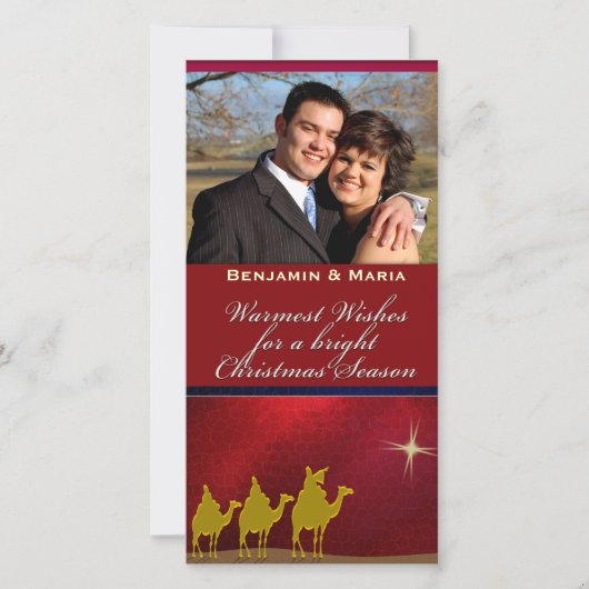 Drie Wijze Mannen Kerst Gepersonaliseerde Fotokaar Feestdagenkaart (Voorkant)