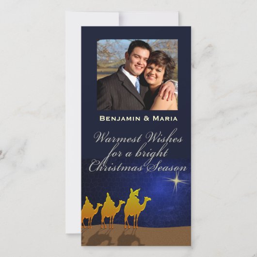 Drie Wijze Mannen Kerst Gepersonaliseerde Fotokaar Feestdagenkaart (Voorkant)