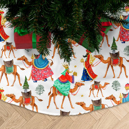 Drie wijze mannen kings & kamelen over druk kerstboom rok