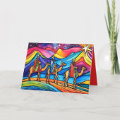 Drie wijze Mannen kleurrijke kerst Feestdagen Kaart (Voorkant)