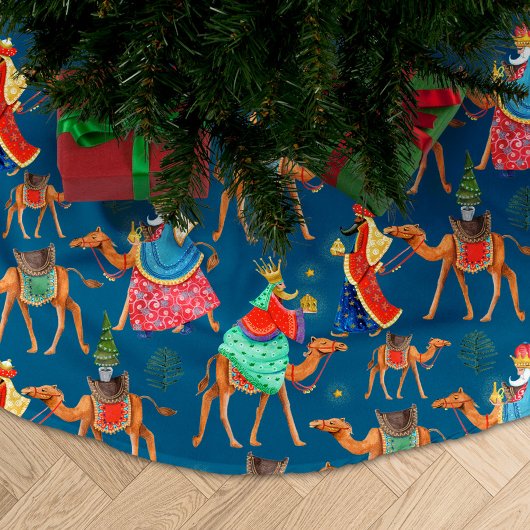 Drie wijze mannen koningen & kamelen blauw overal kerstboom rok