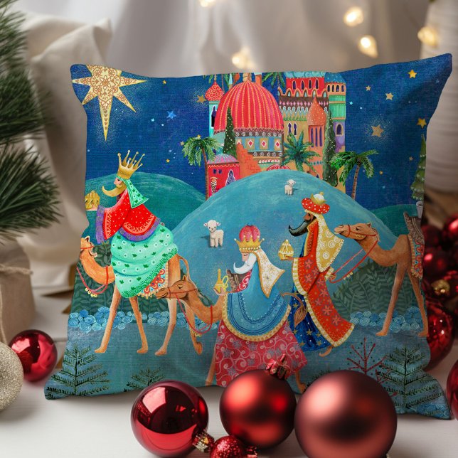 Drie Wijze Mannen Los Reyes magos vakantie Kerstmi Kussen (Three Wise Men Los Reyes magos holiday Christmas Throw Pillow)