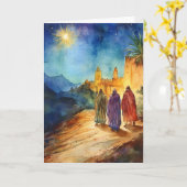 Drie wijze Mannen met de Waterverf van de Kerstste Kaart (Gele Bloem)