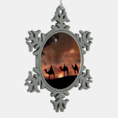 Drie wijze Mannen Pewter Snowflake ornament (Links)