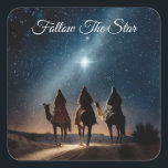 Drie wijze Mannen volgen de Star Christmas Vierkante Sticker<br><div class="desc">Drie wijze Mannen volgen de Star Christmas Square Sticker</div>