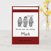 Drie wijze, moderne apen, verjaardagskaarten kaart (Gele Bloem)