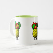 Drie wijze uilen, horen, zien en spreken tegen het tweekleurige koffiemok (Voorkant links)