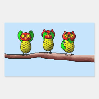 Drie wijze uilen, horen, zien & spreken geen kwaad rechthoekige sticker