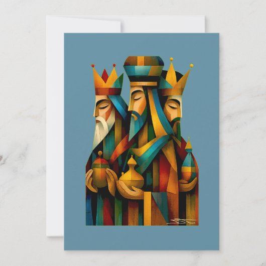 Drie Wijzen Abstracte Geboorte Kunst Feestdagenkaart (Voorkant)