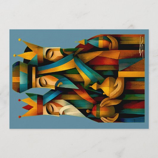 Drie Wijzen Abstracte Geboorte Kunst Kaart (Voorkant)