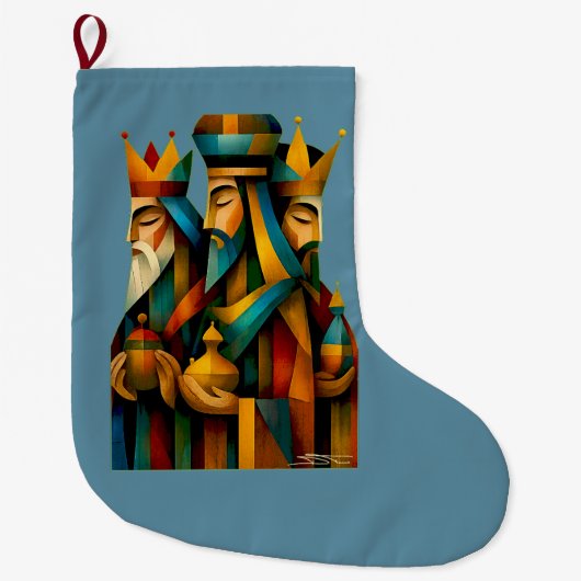 Drie Wijzen Abstracte Geboortekunst Grote Kerstsok (Voorkant)