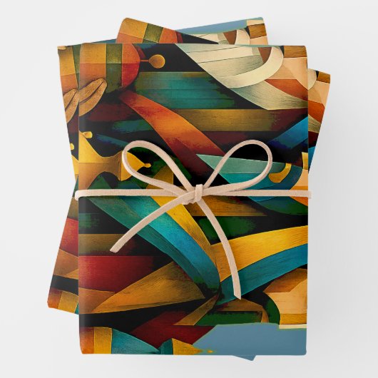 Drie Wijzen Abstracte Geboortekunst Inpakpapier Vel (In situ)