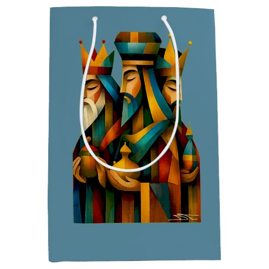 Drie Wijzen Abstracte Geboortekunst Medium Cadeauzakje (Voorkant)