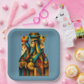Drie Wijzen Abstracte Geboortekunst Papieren Bordje (Feest)