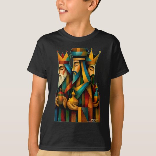 Drie Wijzen Abstracte Geboortekunst T-shirt (Voorkant)