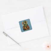 Drie Wijzen Abstracte Geboortekunst Vierkante Sticker (Envelop)