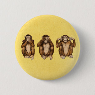 Drie wijzen apen ronde button 5,7 cm