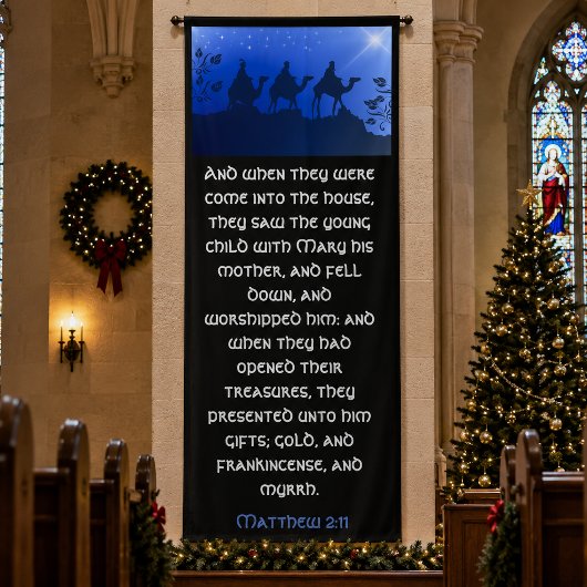 Drie Wijzen Blauwe Ster Kerstmis Kerkbanner Spandoek