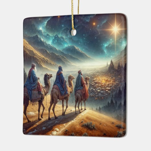 Drie Wijzen die een ster volgen Keramisch Ornament (Links)