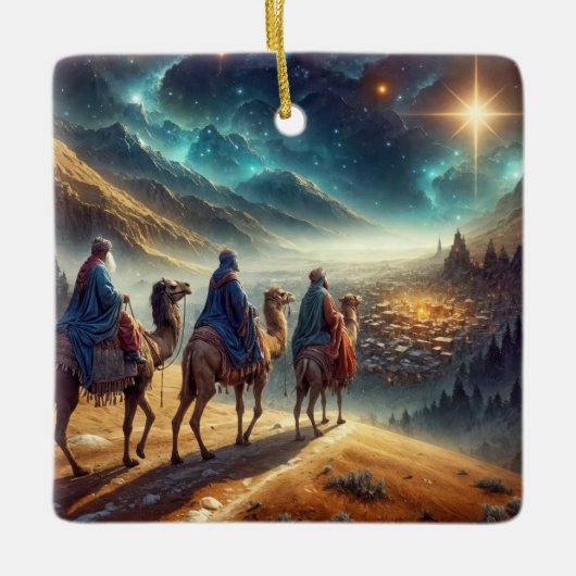 Drie Wijzen die een ster volgen Keramisch Ornament (Voorkant)