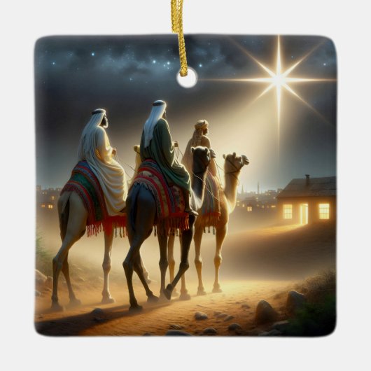 Drie Wijzen die een ster volgen Keramisch Ornament (Voorkant)