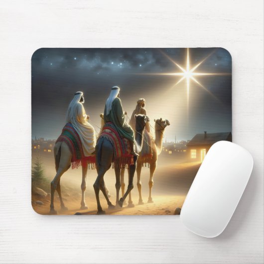 Drie Wijzen die een ster volgen Muismat (Met muis)