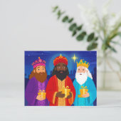 Drie Wijzen Epifanie Kerstster Feestdagenkaart (Staand voorkant)