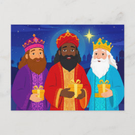 Drie Wijzen Epifanie Kerstster Feestdagenkaart