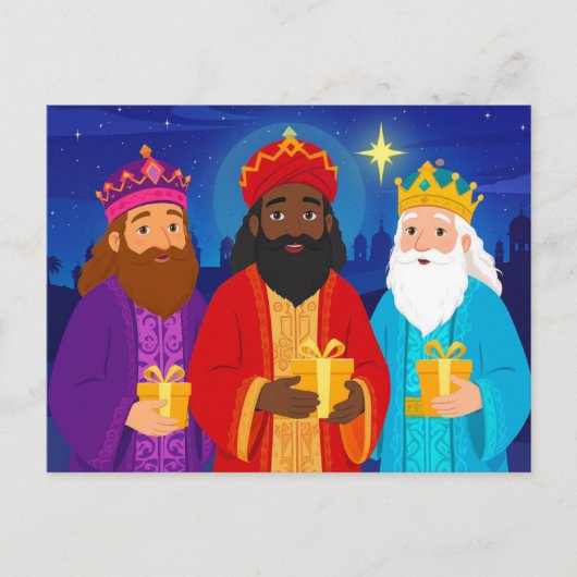 Drie Wijzen Epifanie Kerstster Feestdagenkaart (Voorkant)