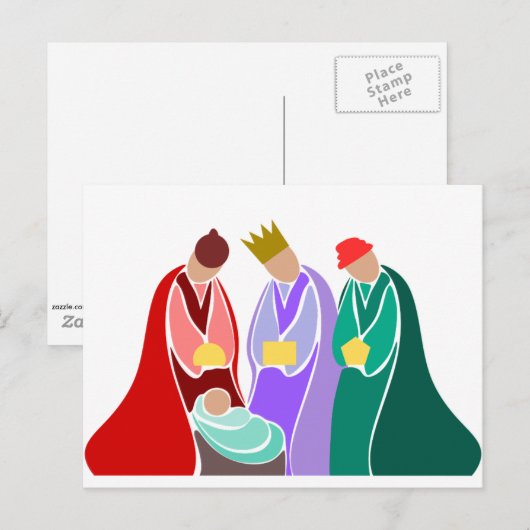 Drie Wijzen, geboorte van Christus Briefkaart (Voorkant / Achterkant)