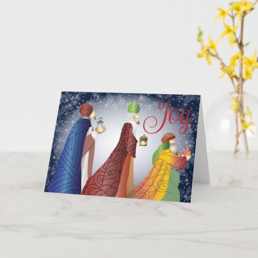 Drie Wijzen Kerstkaart Religieus Kaart (Gele Bloem)