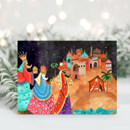 Drie Wijzen Kerstmis Feestdagen Kaart