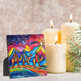 Drie Wijzen Kleurrijke Kerstvakantie  Fotoplaat