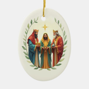 Drie Wijzen Koningen Gods Vrede Zegen Keramisch Ornament