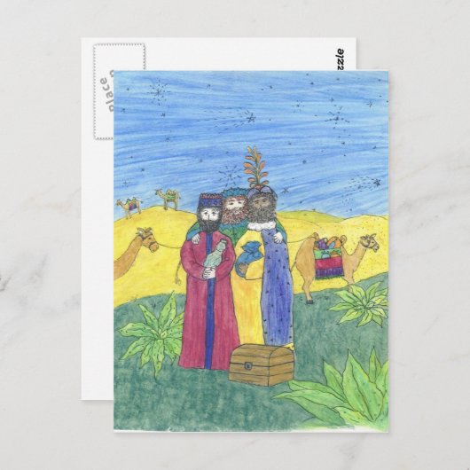 Drie wijzen mannen briefkaart (Voorkant / Achterkant)