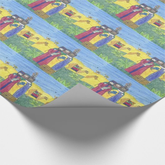 Drie wijzen mannen cadeaupapier (Hoek)