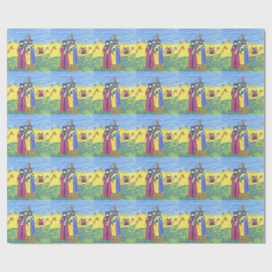 Drie wijzen mannen cadeaupapier (Vlak)