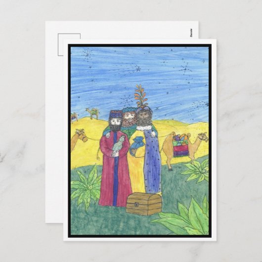 Drie wijzen mannen feestdagenkaart (Voorkant / Achterkant)