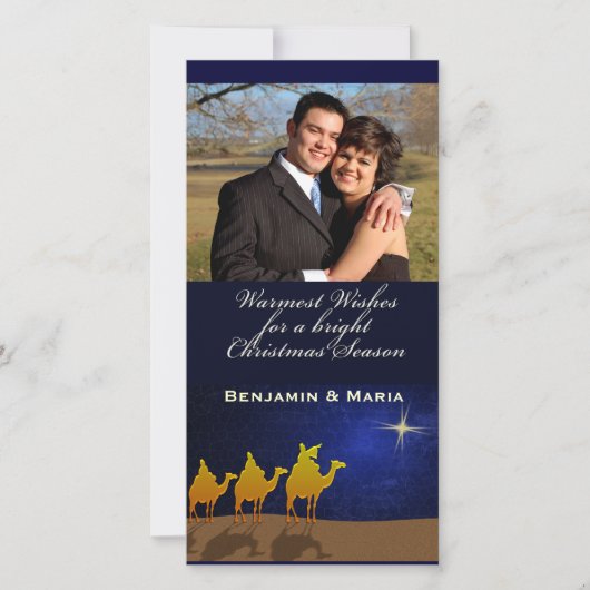 Drie Wijzen Mannen Kerst Persoonlijke Fotokaart Feestdagenkaart (Voorkant)