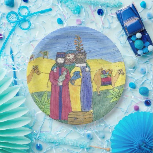 Drie wijzen mannen papieren bordje (Feest)