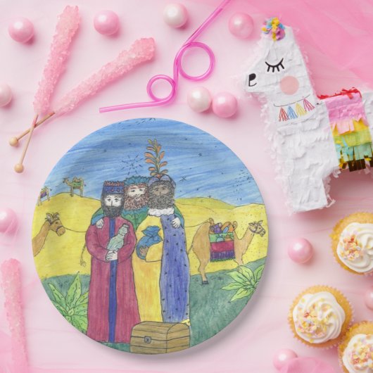 Drie wijzen mannen papieren bordje (Feest)