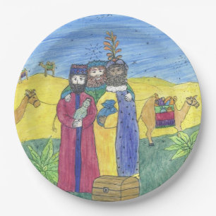 Drie wijzen mannen papieren bordje